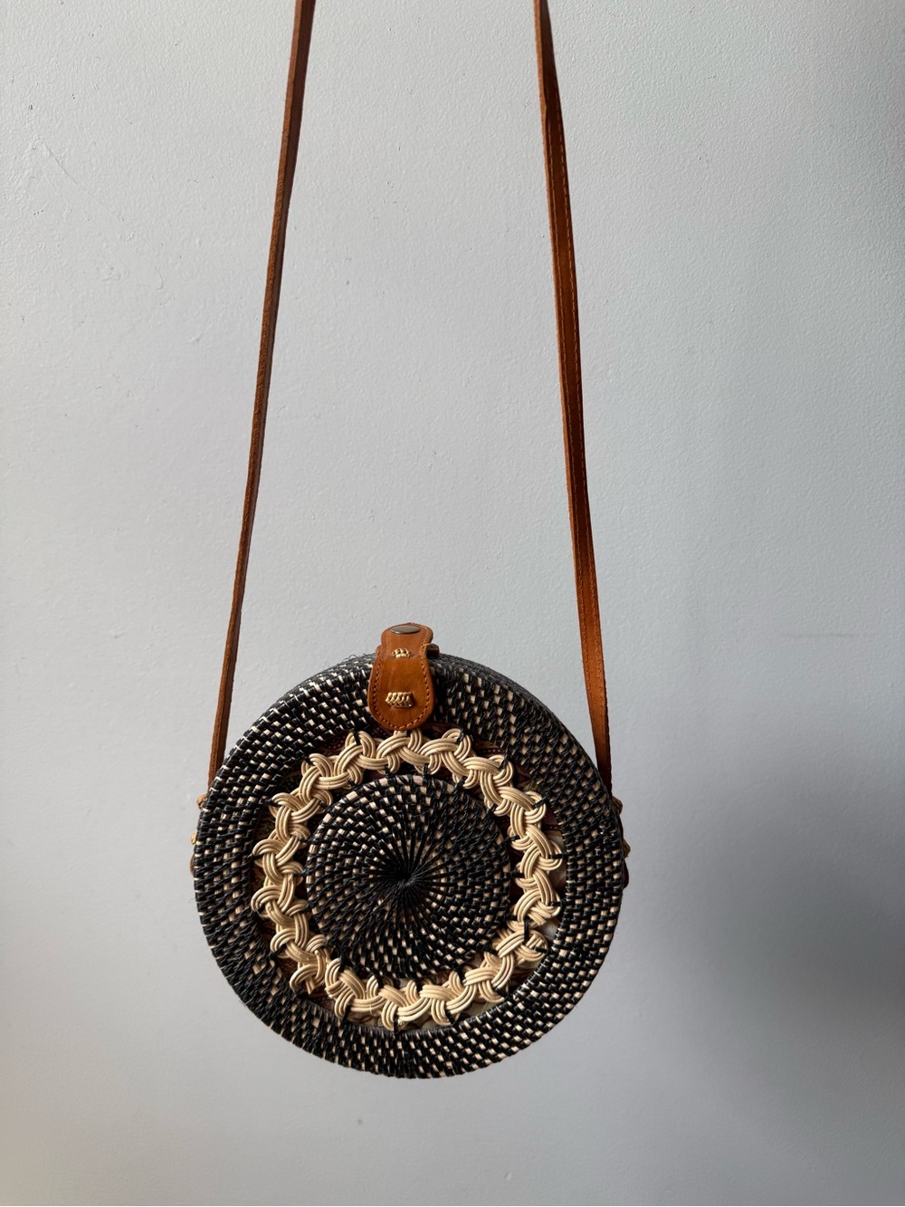 Rattan Woven Crossbody Bag Black Beige Tan Purple Paisley Hippie Boho Bag